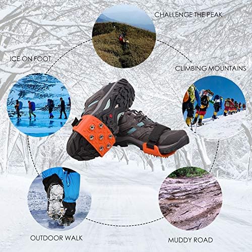 FANBX F Crampon Traction Cleats Anti-Skid Traction Grips Crampons Spikes 7 Point Cleats for Footwear for Walking, Jogging, Hiking, Mountaineering Ice Snow Grips