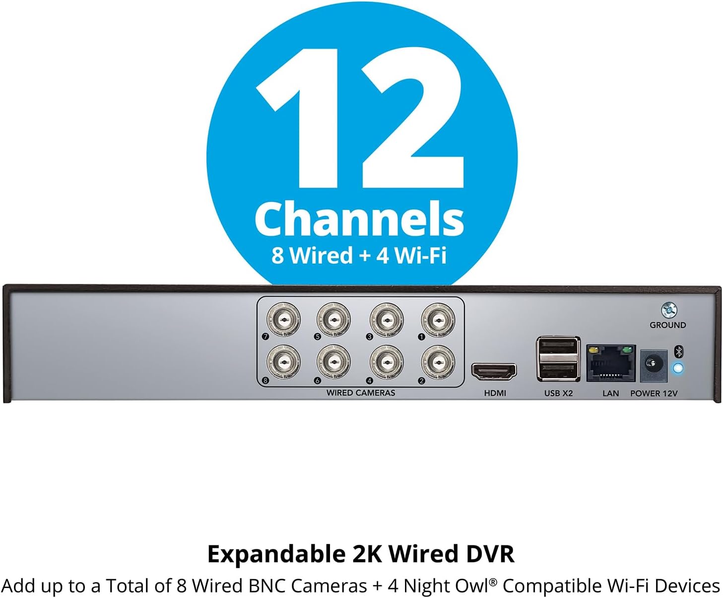 Night Owl SP 2-Way Audio 12 Channel 2K DVR with 1TB Hard Drive - Add up to 12 Total Devices