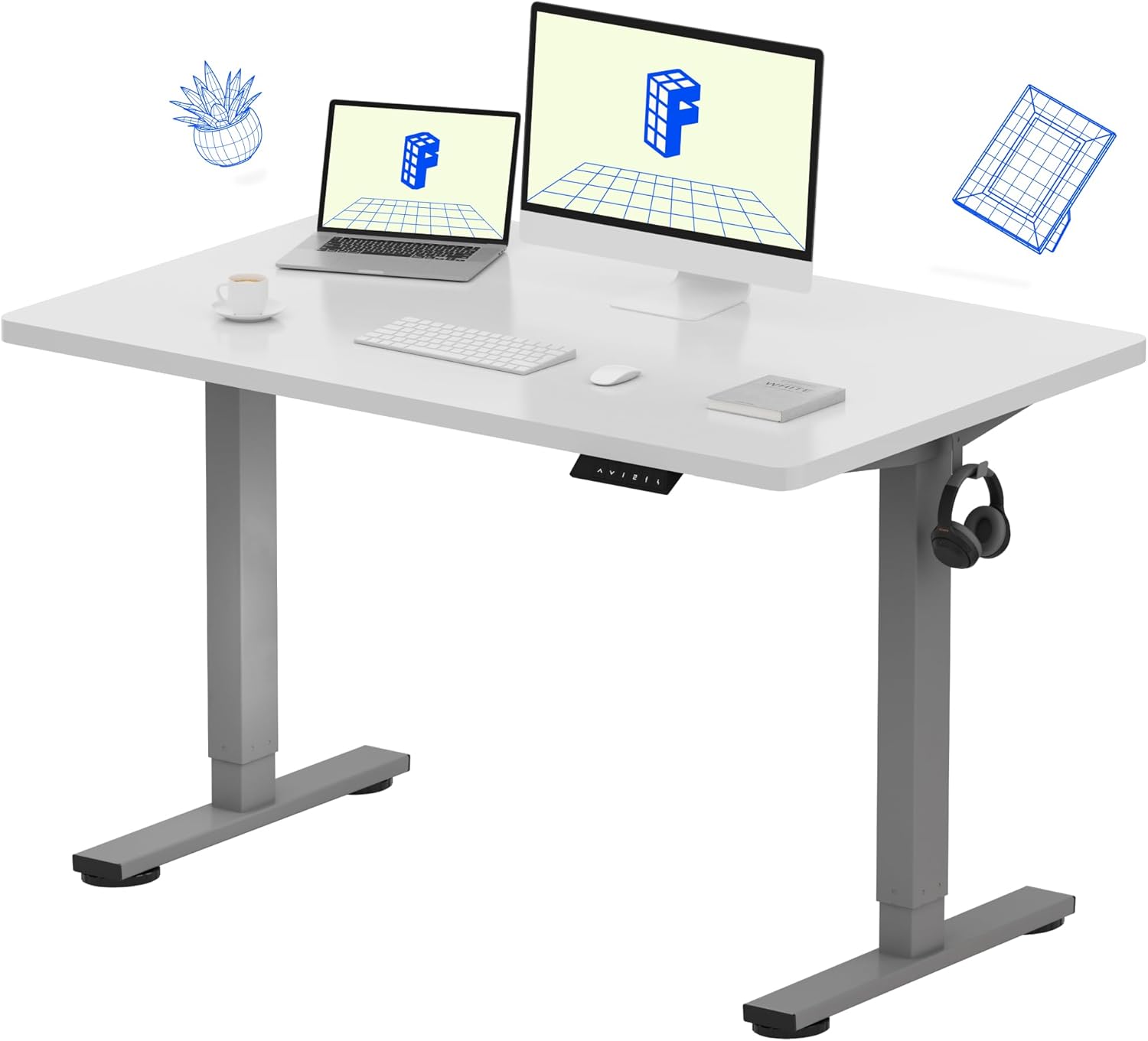 FLEXISPOT EN1 One-Piece Standing Desk, Electric Adjustable with 4 Memory Presets, 176 LBS Capacity, Stable & Quiet