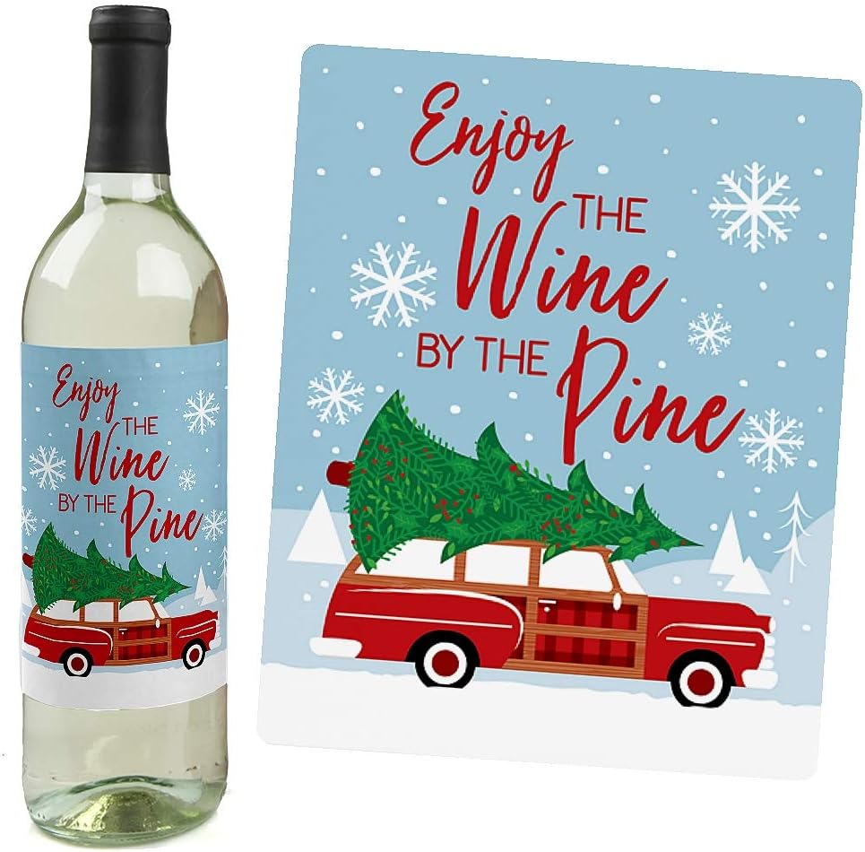 Big Dot of Happiness Ugly Sweater - Holiday and Christmas Wine Bottle Label Stickers - Set of 4
