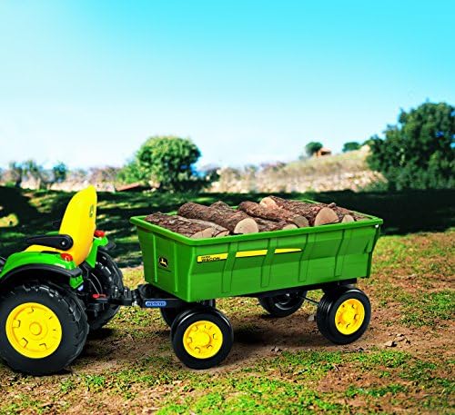 Peg Perego John Deere Farm Wagon, Extra Large Accessory for 12 Volt John Deere Tractors, Green