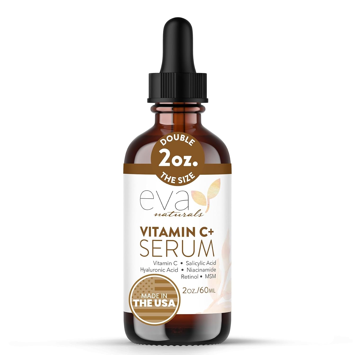 Eva Naturals Vitamin C Serum, Retinol, Niacinamide & Salicylic Acid, 1 oz | Hyaluronic acid, dark spots, brightening, dark spot remover & corrector, anti-aging