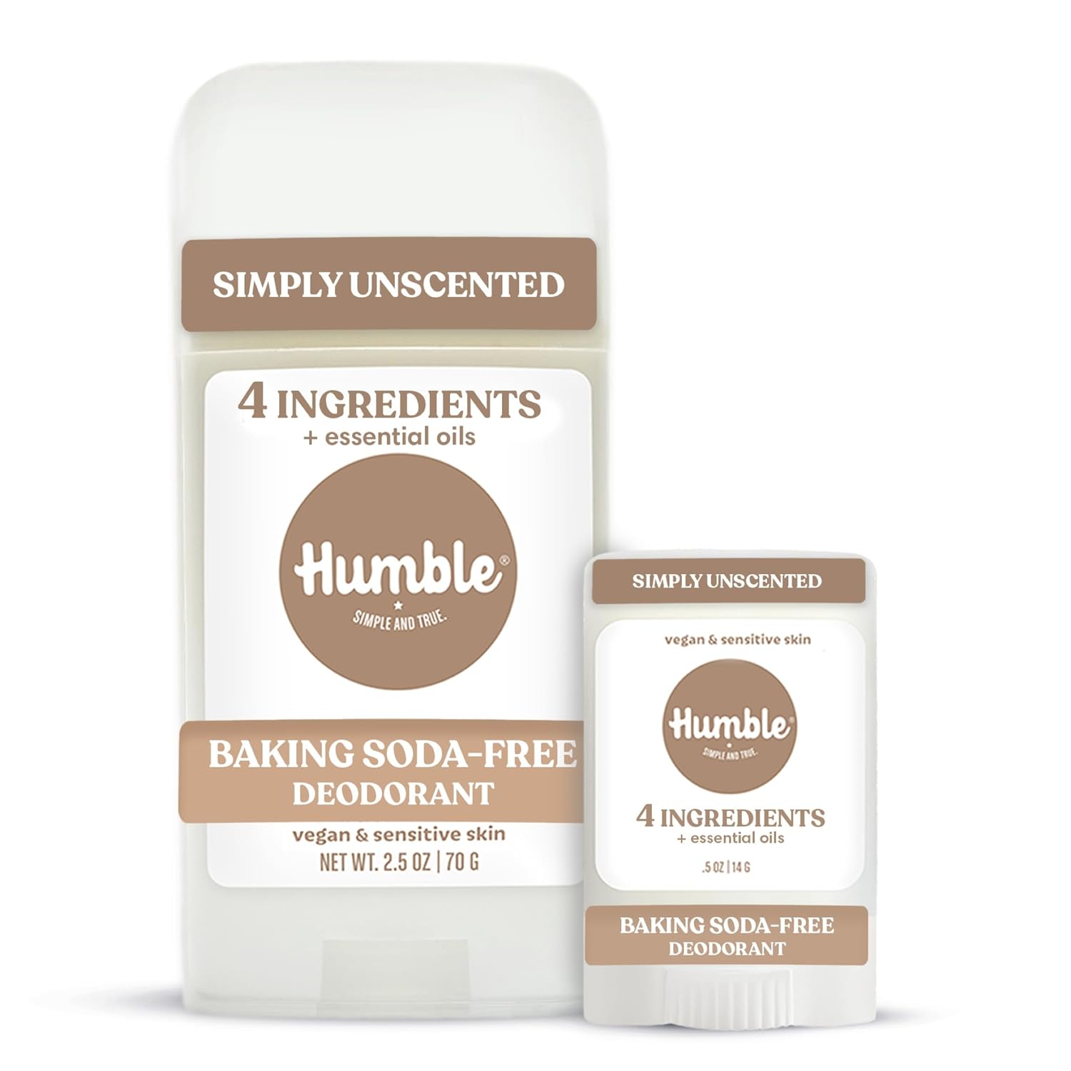 Humble Aluminum-Free Deodorant, Simply Unscented - 1 Pack | Baking Soda-Free, Clean, Fresh, Natural, Essential Oils, Sensitive Skin, Long-Lasting Odor Control, Cruelty-Free, Men & Women