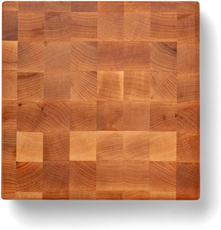 John Boos CCB Series Square Wooden Maple Cutting Board 12”x12” – 3” Thick, 13-lb Reversible Butcher Block with End-Grain & Finger Grips – Made in the USA