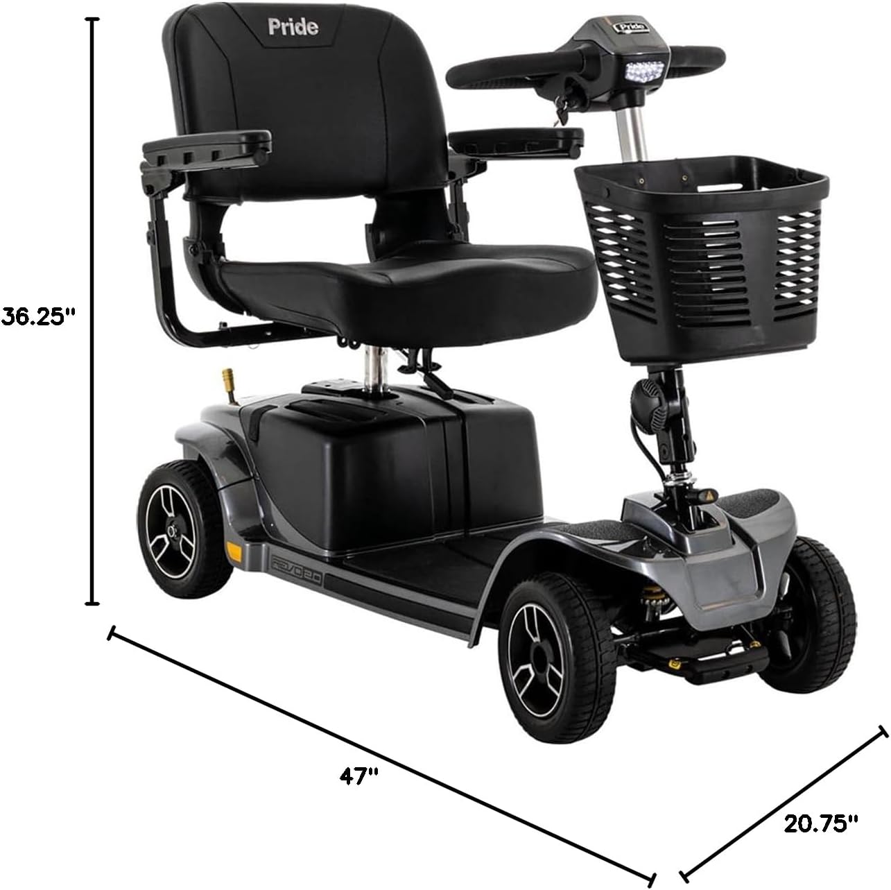 Pride Revo 2.0 4-Wheel Mobility Scooter w/Avail Ext Warr (Grey)