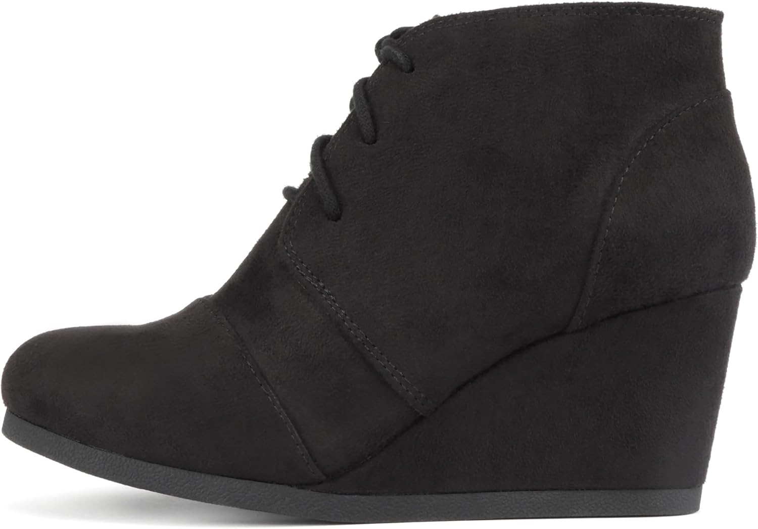 Soda “REX” ~ Women Lace Up Rounded Toe Low Wedge Ankle Bootie