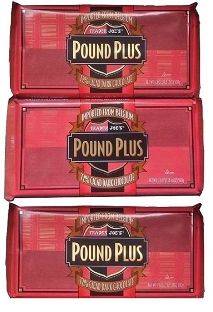 Trader Joes 72% CACAO Dark Chocolate Huge Pound Plus Candy Bars 3 Pack No Artificial Flavors No Preservatives