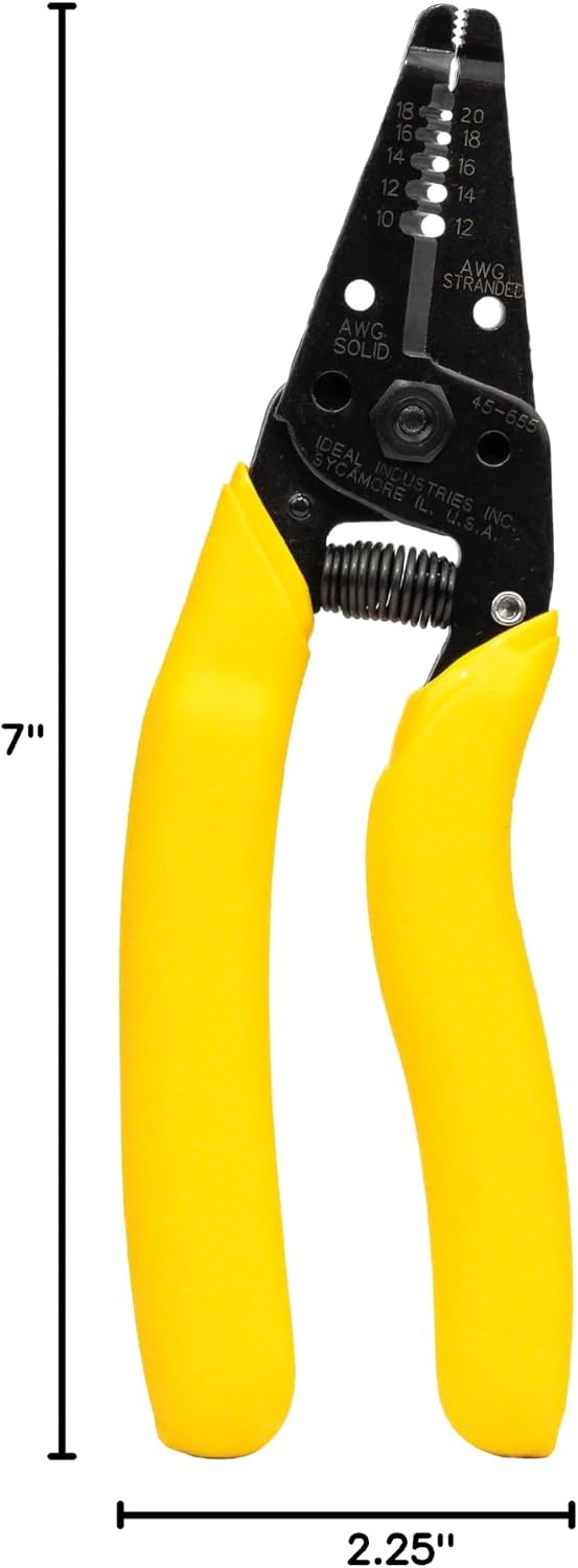 IDEAL Electrical Reflex Super T-Stripper Wire Strippers, 8–16 AWG Solid, 10–18 AWG Stranded, Ergonomic Wire Cutter and Stripping Tool with Textured Sleeves, Locking Handle
