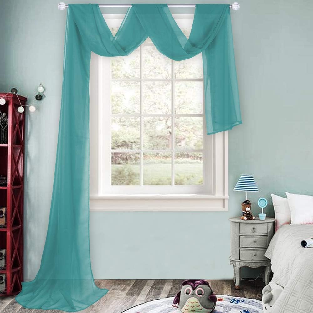 HUTO Light Pink Sheer Window Scarf Valances for Girls Room Sheer Soft Voile Curtain Scarves for Wedding Party 216 Extra Long