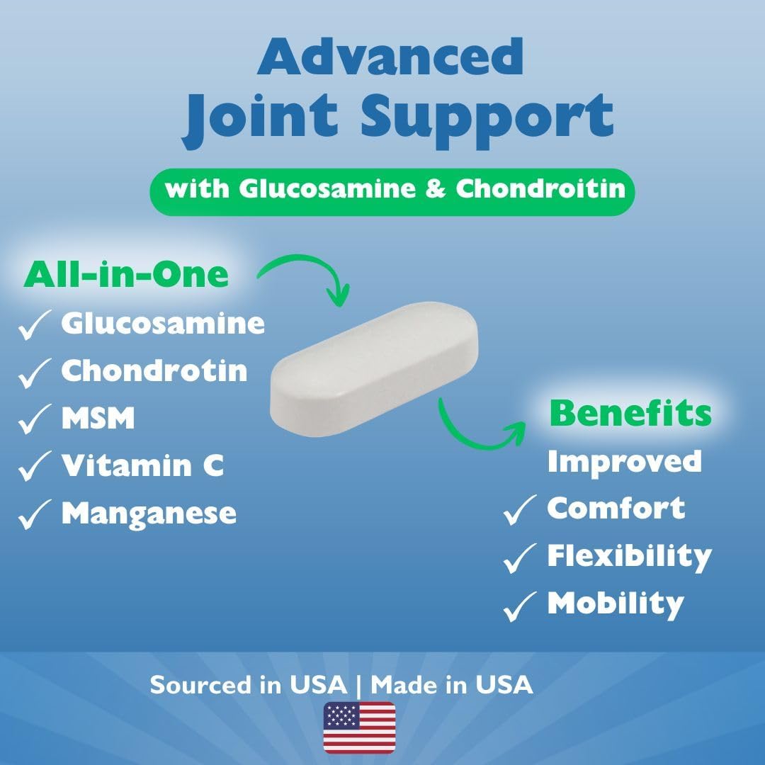 KALA HEALTH MSMPure Advanced Joint Support Tablets – Glucosamine, Chondroitin, OptiMSM, Ester-C & Manganese for Joint Health, Flexibility & Mobility – Vegetarian-Sourced Glucosamine, 360 Count