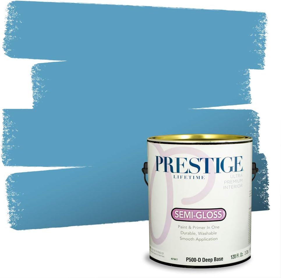 PRESTIGE Paints Exterior Paint and Primer In One, 1-Gallon, Semi-Gloss, Comparable Match of Sherwin Williams* Nifty Turquoise*