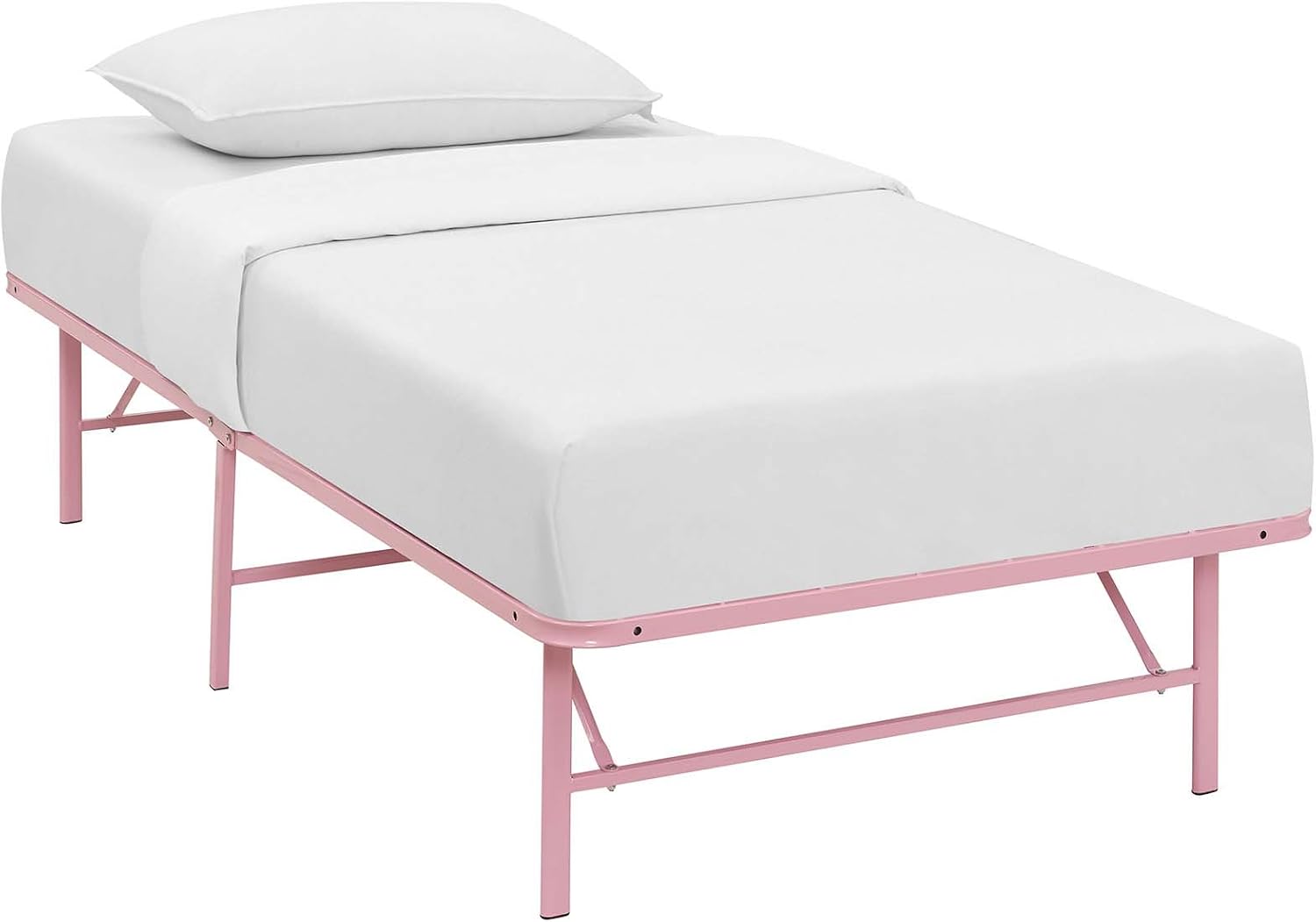 Modway Horizon Queen Bed Frame In Gray - Replaces Box Spring - Folding Metal Mattress Bed Frame
