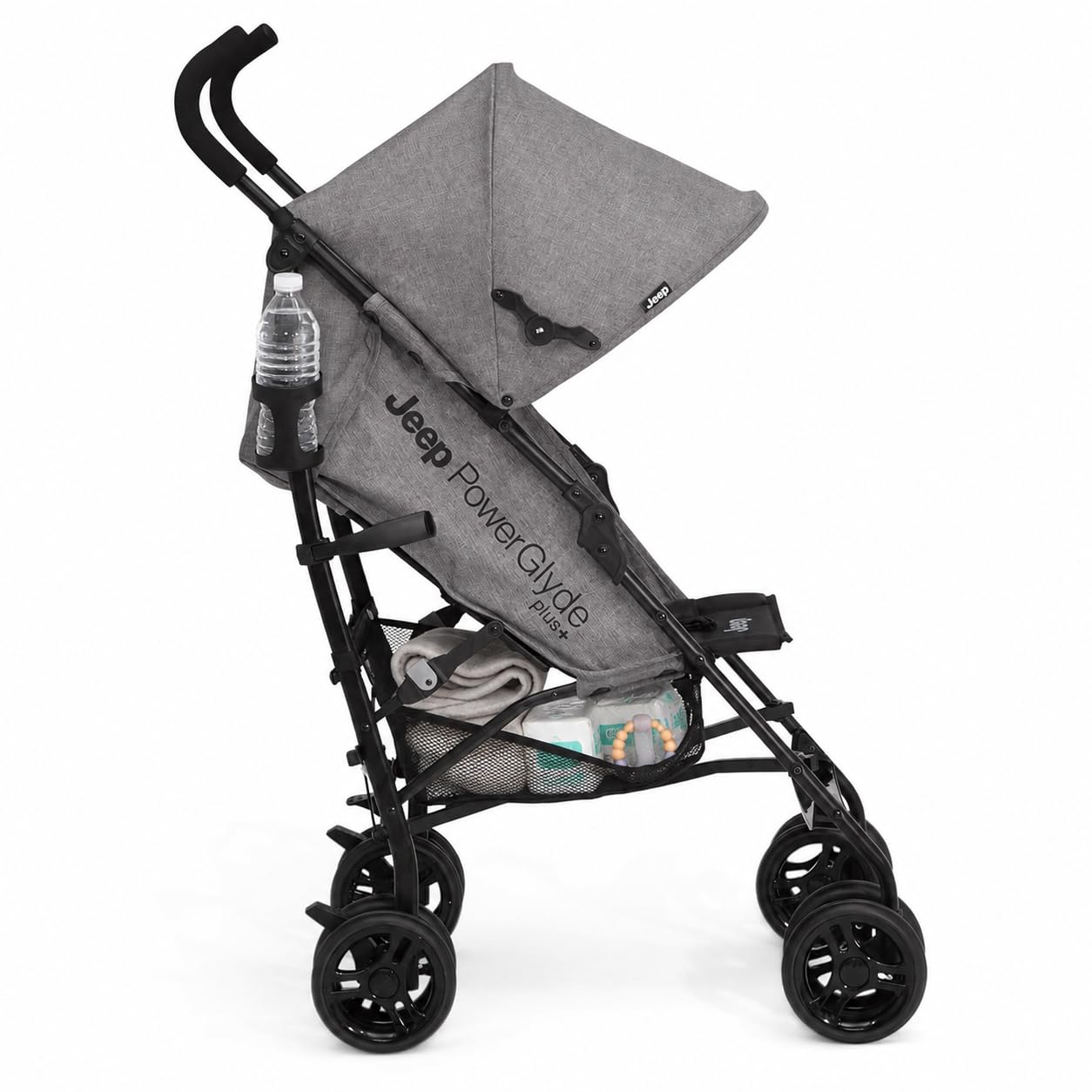 Jeep PowerGlyde Plus Stroller by Delta Children Lightweight Travel Stroller with Smoothest Ride, Aluminum Frame, 4-Position Recline