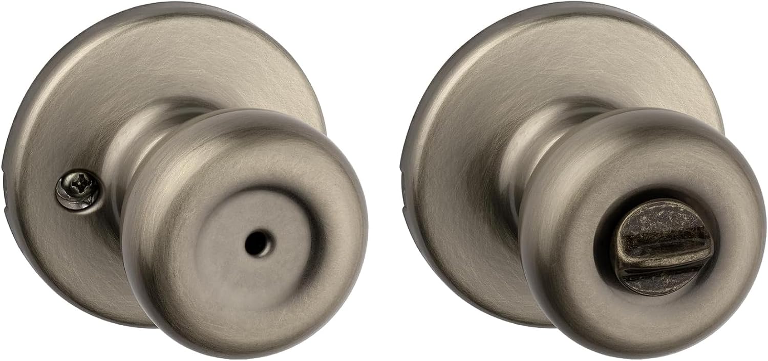 Kwikset Tylo Interior Privacy Door Knob with Lock, Door Handle For Bathroom and Bedroom, Polished Brass Keyless Turn Lock Doorknob, 1 Count (Pack of 1)
