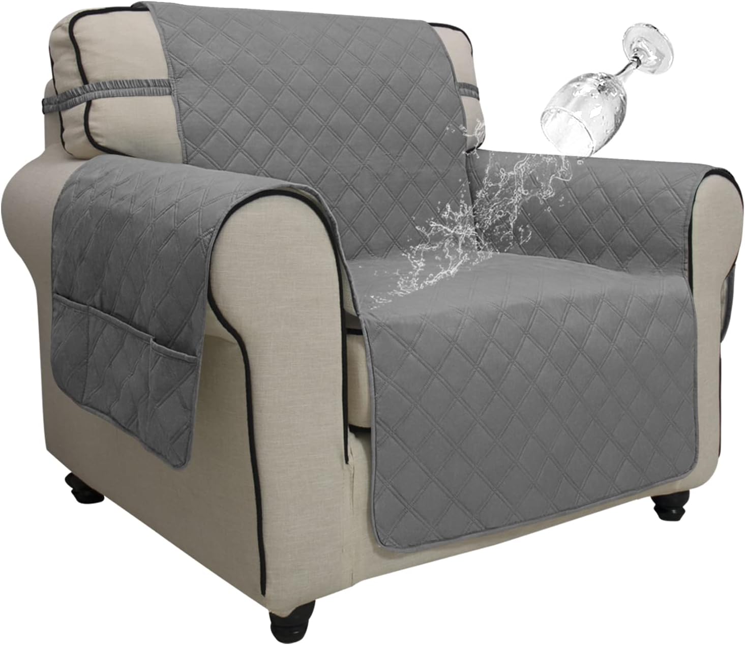 Easy-Going Waterproof Non-Slip Couch Cover, Small Recliner, Chocolate