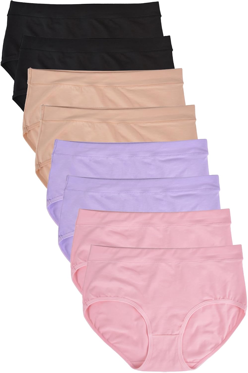 Buankoxy Women's Mid-Rise Stretch Cotton Panties, Assorted Colors