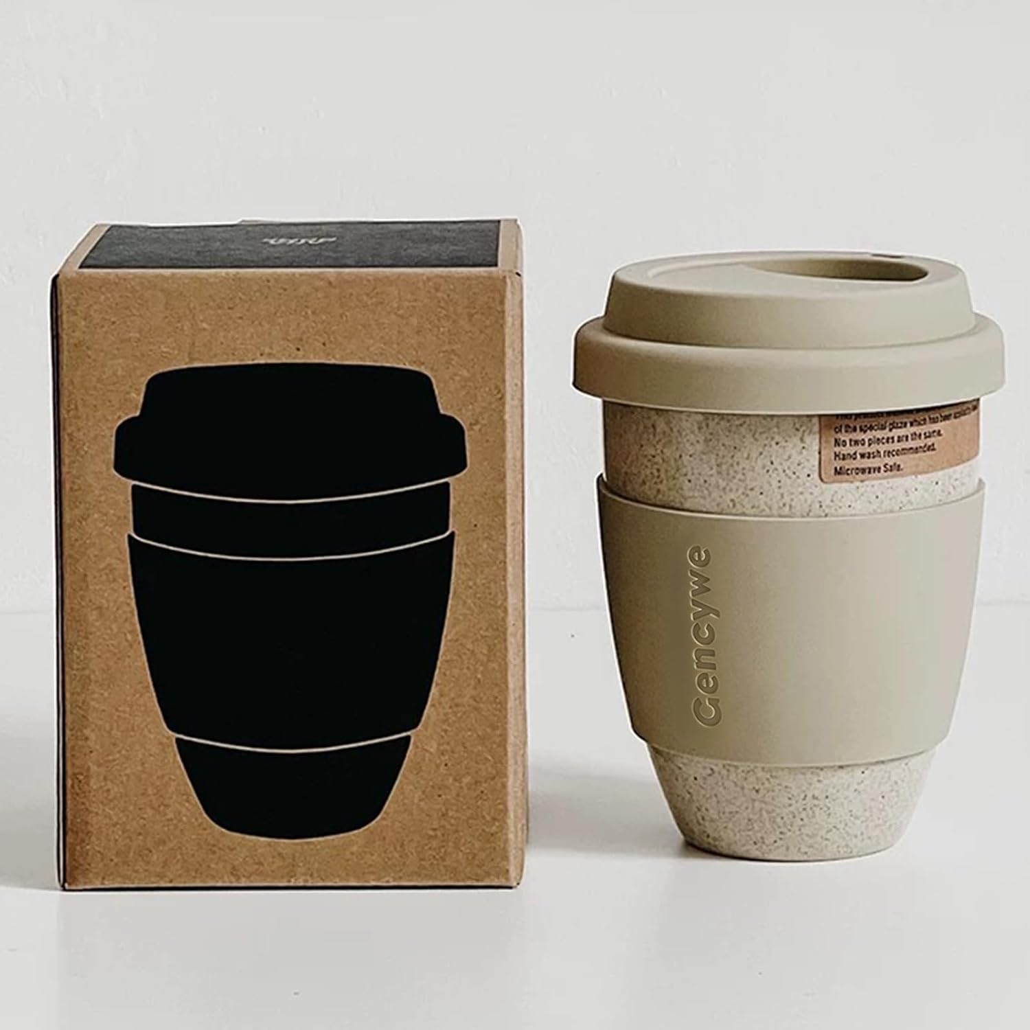 Gencywe Ceramic Travel Mugs with Silicone Lids, 15 oz Portable Coffee Mug Travel Unique To Go Mug, Reusable Coffee Cups with Non-Slip Sleeve