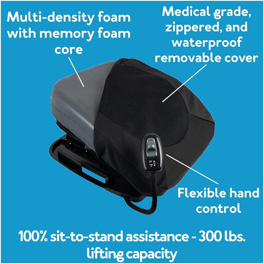 Carex Premium Power 20 inch Chair Lift for Stand Assist - Chair Lift Assist Devices for Easy Lift Assist - Fully Electric Power Seat for 100% Sit to Stand Lift Supports up to 300 lbs