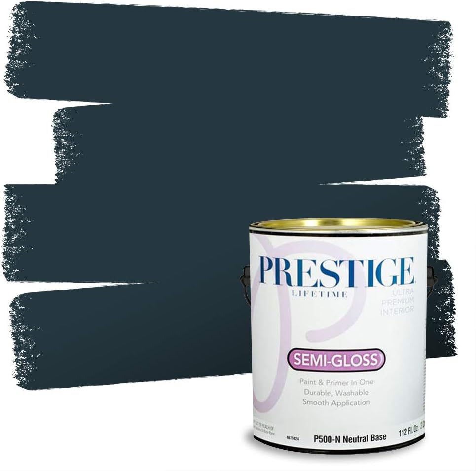 PRESTIGE Paints Exterior Paint and Primer In One, 1-Gallon, Satin, Comparable Match of Sherwin Williams* Tricorn Black*