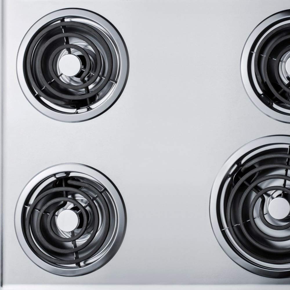 Summit 30" 4 Burner Electric Cooktop, Stainless Steel Look- ZEL05 | 230 Volt Coil Electric Cooktop, Fits 28 3/8" W x 18 5/8" D counter cutouts