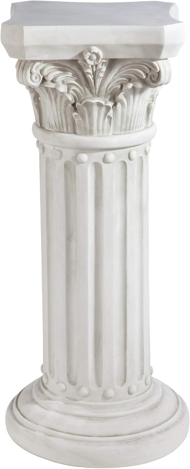 Design Toscano EU2866 Rose Garland Indoor/Outdoor Pedestal Plant Stand, 11 Inches Wide, 34 Inches Tall, Handcast Polyresin, Antique Stone Finish