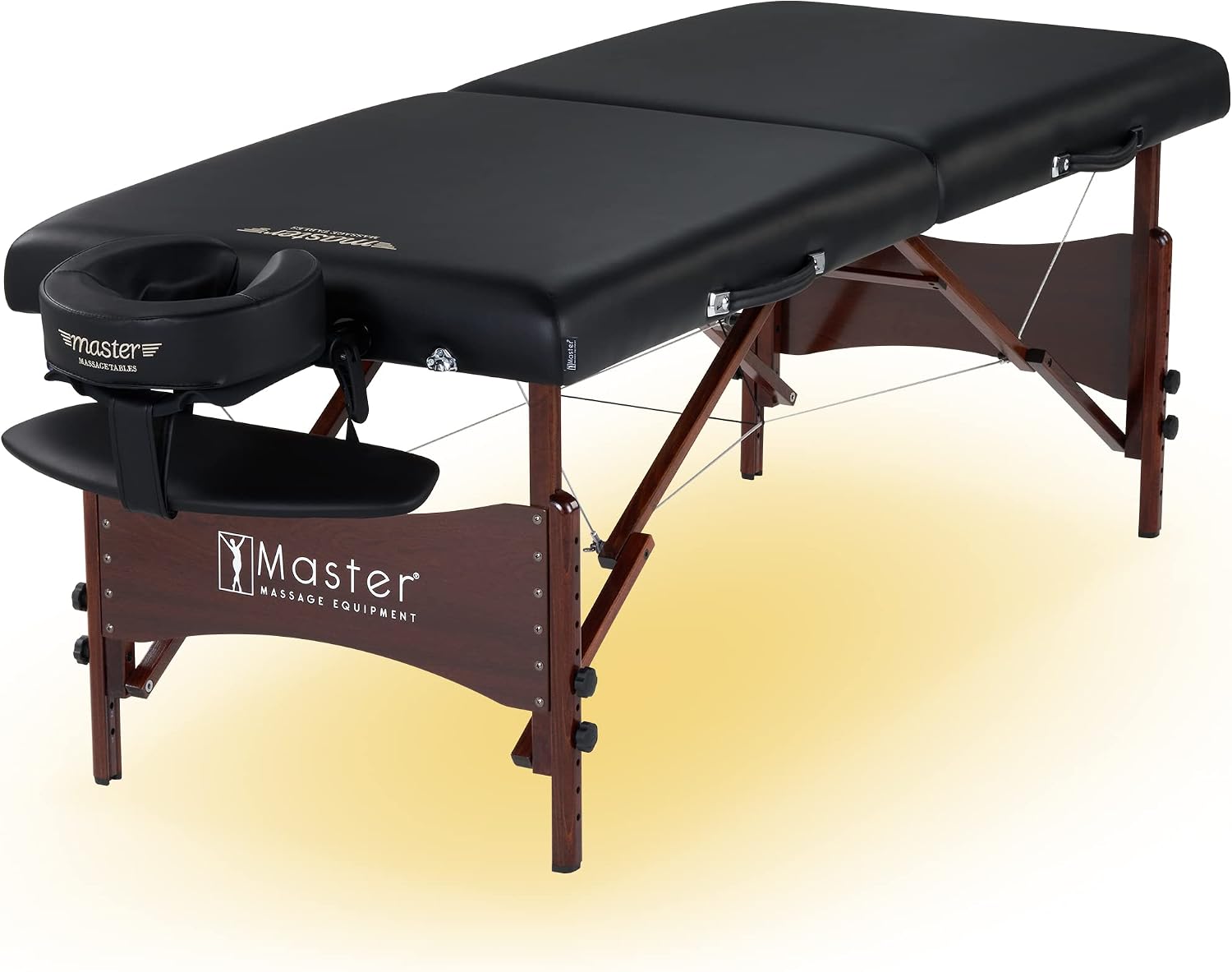Master Massage Newport Portable Massage Table Package with Denser 2.5" Cushion, Walnut Stained Hardwood, Steel Support Cables, Pillows & Accessories, Royal Blue, 30"