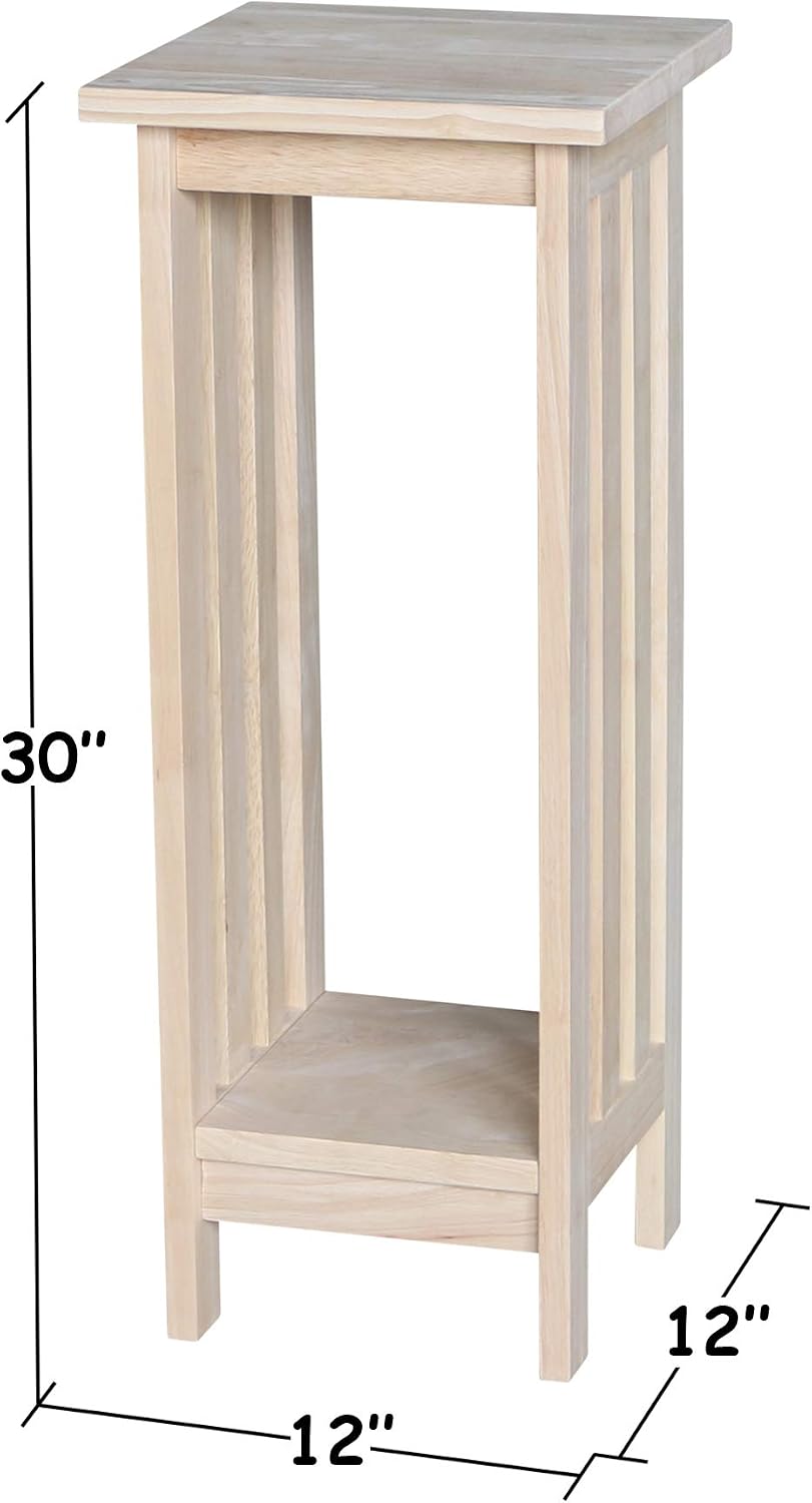 IC International Concepts Solid Wood Mission Plant Stand, Unfinished