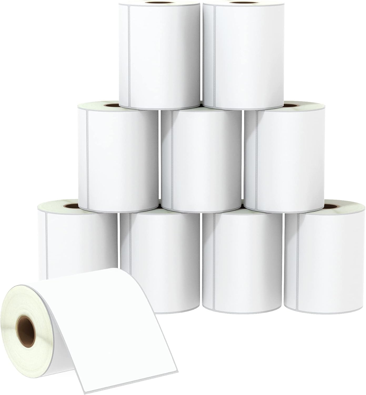BETCKEY - 4" x 6.5" (102 mm x 165 mm) Large Shipping Labels & Multipurpose Compatible with Zebra & Rollo Label Printer,Premium Adhesive & Perforated [10 Rolls, 2500 Labels]