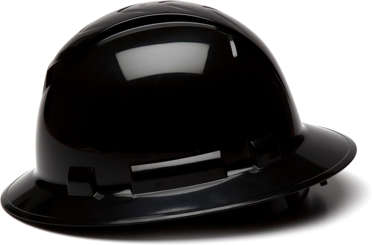 Pyramex Ridgeline Full Brim Hard Hat 4 Point Ratchet White | Full-brim sun & rain protection, HDPE shell, Ratchet suspension, Construction & utility, ANSI Z89.1 Type I Class C/G/E