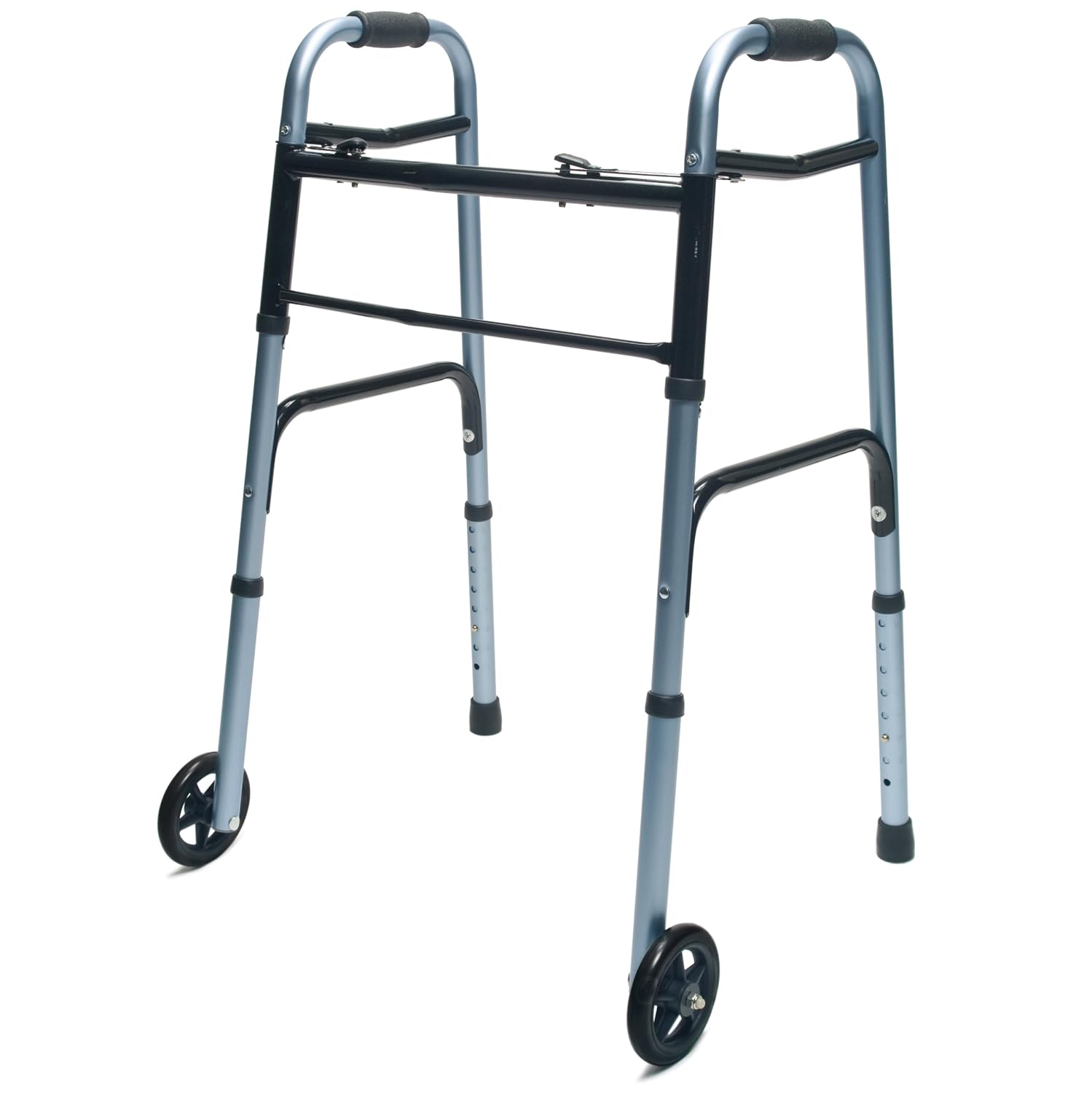Lumex ColorSelect Walkers for Seniors, Rolling & Folding Adult Walker with Wheels, Pink