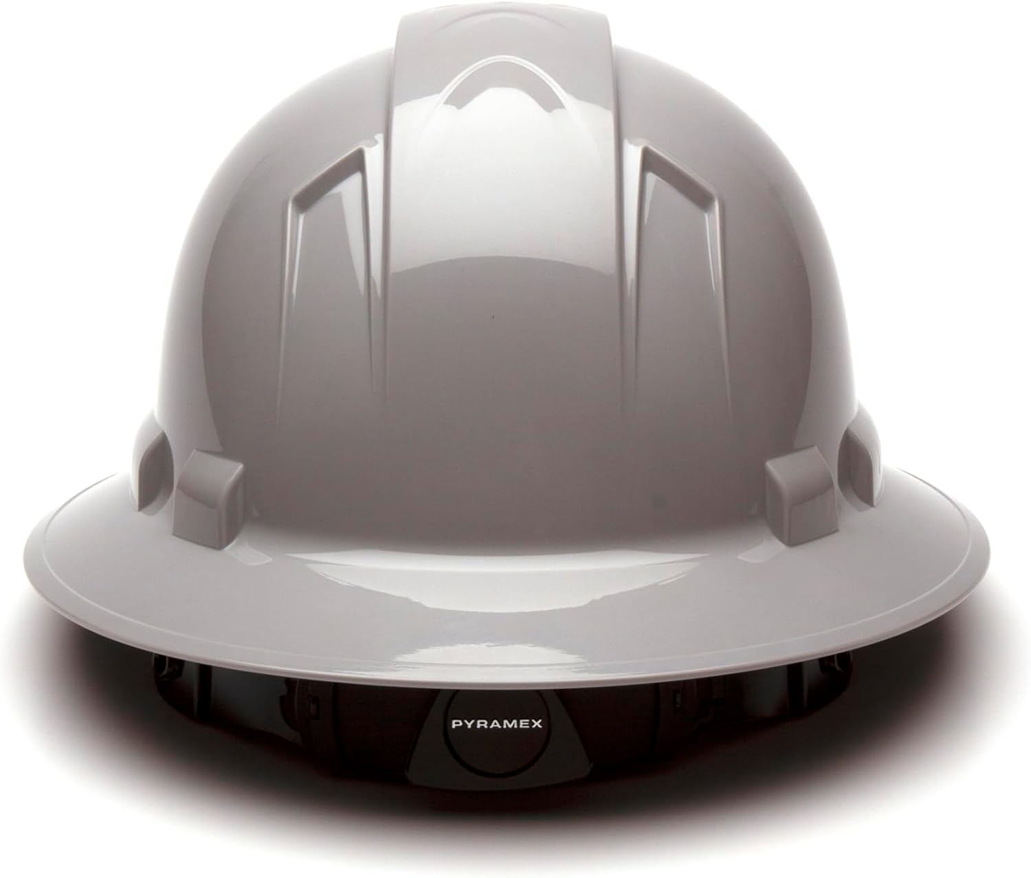 Pyramex Ridgeline Full Brim Hard Hat 4 Point Ratchet White | Full-brim sun & rain protection, HDPE shell, Ratchet suspension, Construction & utility, ANSI Z89.1 Type I Class C/G/E