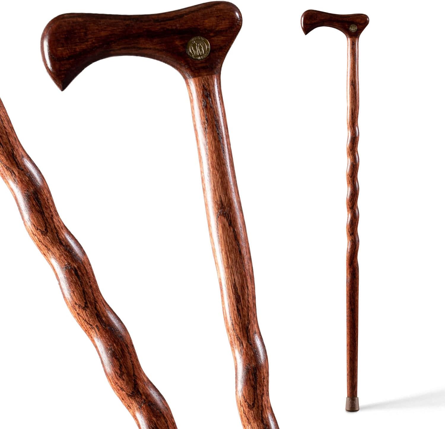 Brazos Handcrafted Wood Walking Cane, Twisted Oak, Traditional Style Handle, for Men & Women, Made in The USA, 37"
