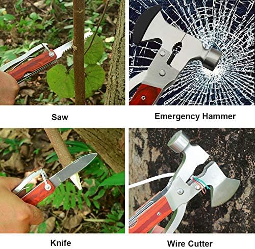 18-in-1 Multitool Camping Axe Hammer, Multi Tool with Plier, Knife | Emergency Escape Tool, Survival Gear for Outdoor Hunting Hiking, Fathers Day Gift for Men Dad Husband Boyfriend