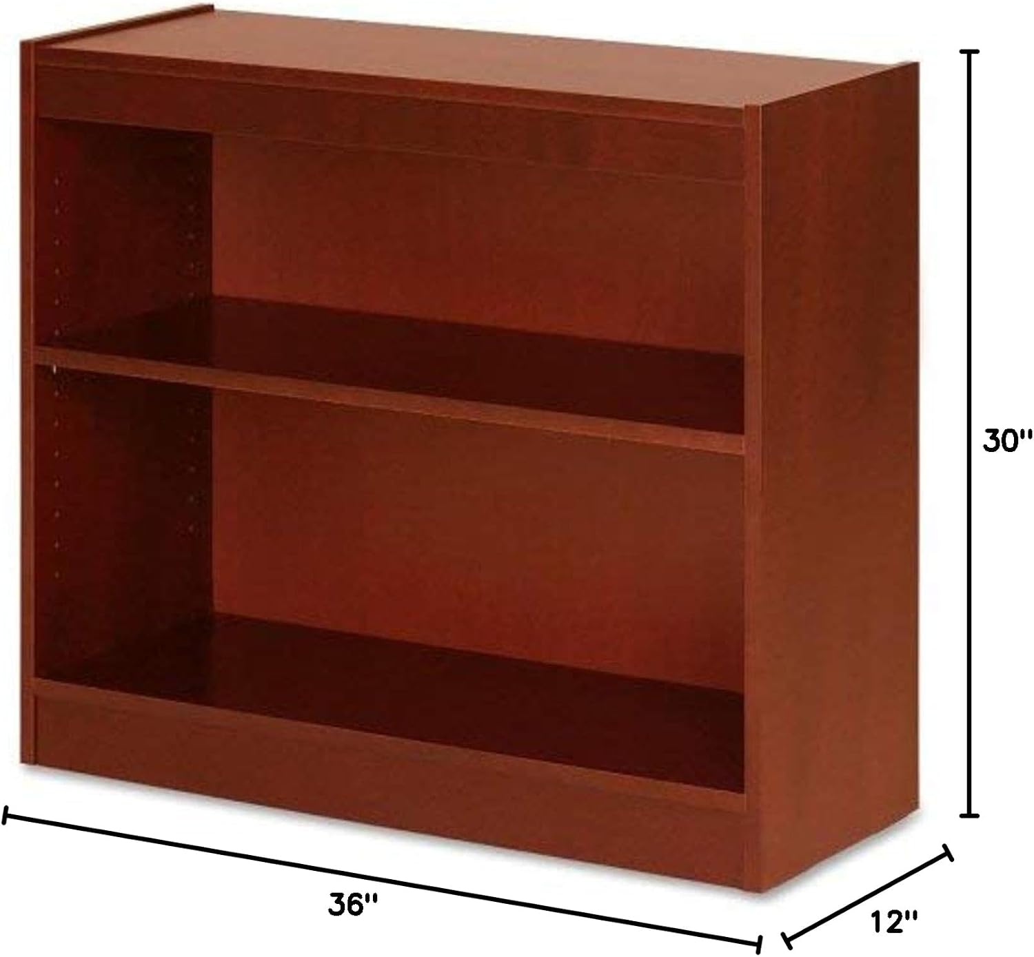 Lorell 2-Shelf Panel Cherry Bookcase, 36" x 12" x 30"