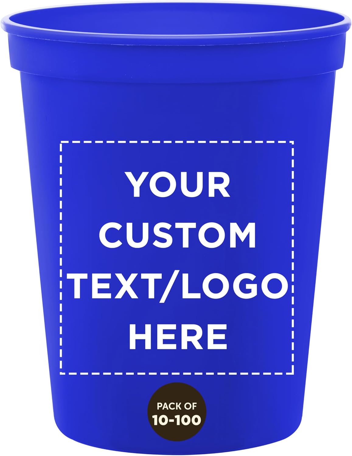 DISCOUNT PROMOS Custom Plastic Stadium Cups 16 oz. Set of 10/50/100, Personalized Bulk Pack - Perfect for Birthdays, Weddings, Picnic, Beach
