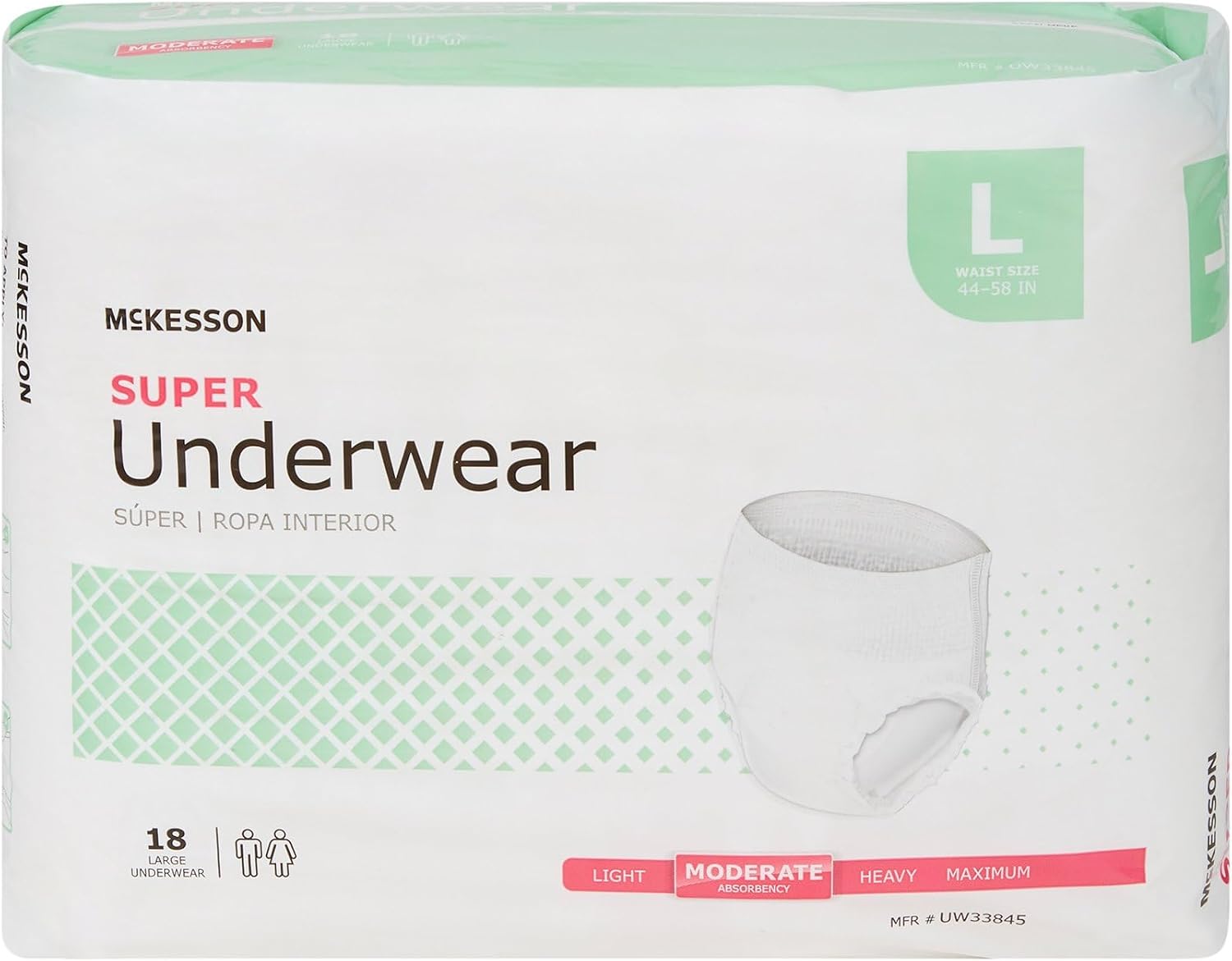 McKesson Super Adult Incontinence Underwear, Medium, Moderate, 44 in, 80 ct