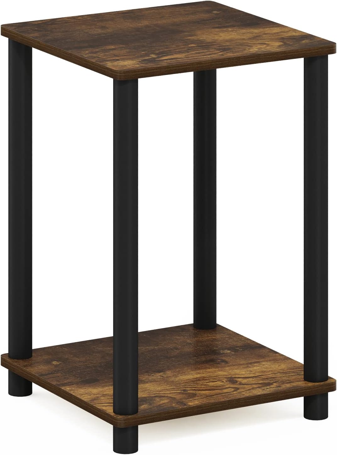 Furinno Turn-N-Tube End Table Corner Shelves, Set of 2, Dark Cherry/Black | Stackable Modern End Table with Open Shelf, Night Stand, Bedside Table, for Living Room, Bedroom
