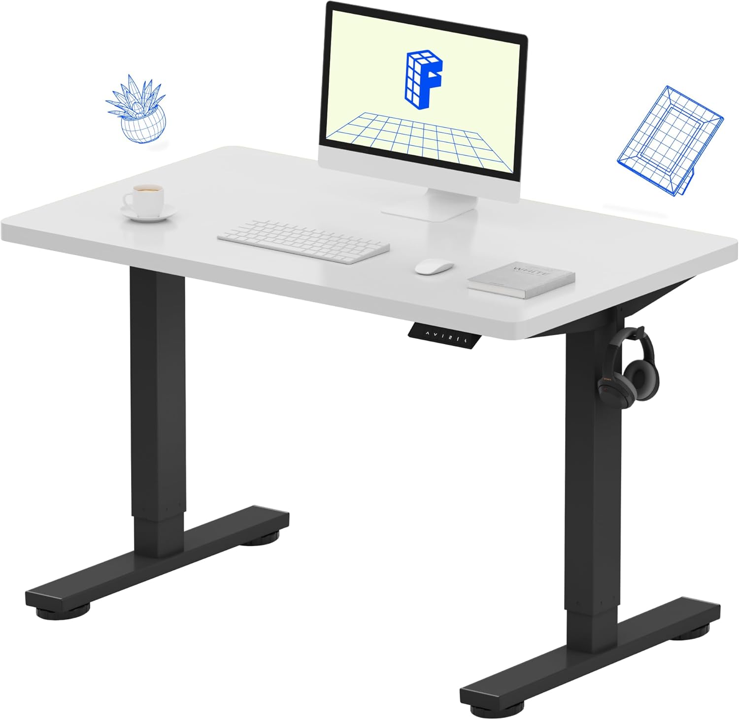 FLEXISPOT EN1 One-Piece Standing Desk, Electric Adjustable with 4 Memory Presets, 176 LBS Capacity, Stable & Quiet