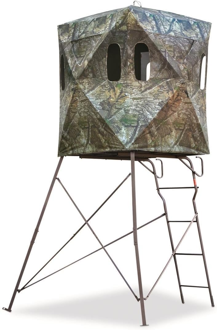 Guide Gear 6 Foot Tripod Hunting Tower Blind, 2-Man Stand Elevated, Hunting Gear Equipment Accessories, 4 by 4