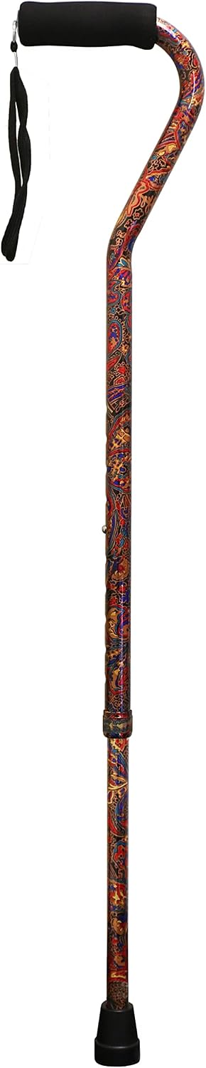 PCP Adjustable Cane, Offset Handle, Foam Grip, Wrist Strap, Lightweight Aluminum, Hunter Camouflage Pattern