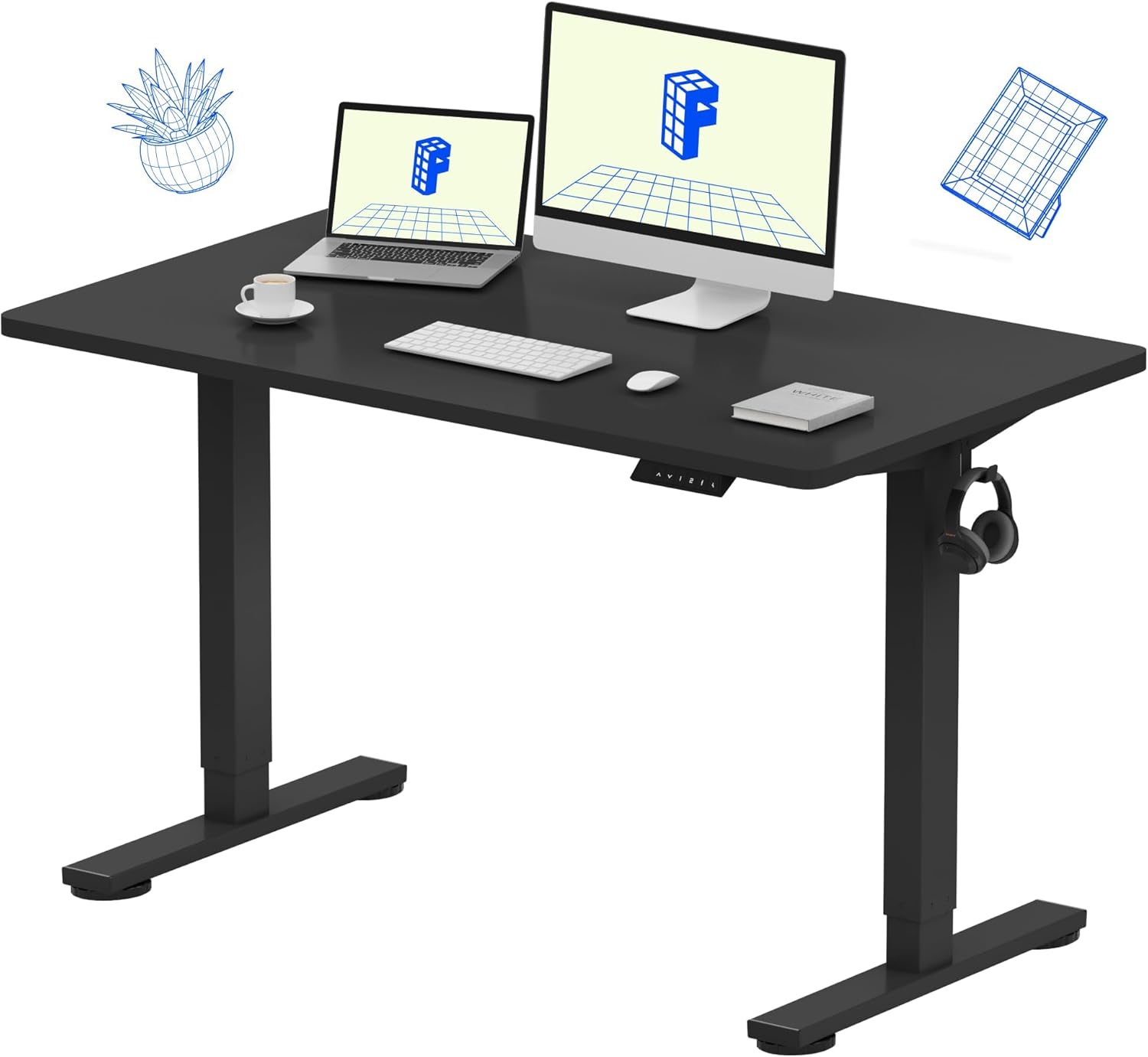 FLEXISPOT EN1 One-Piece Standing Desk, Electric Adjustable with 4 Memory Presets, 176 LBS Capacity, Stable & Quiet