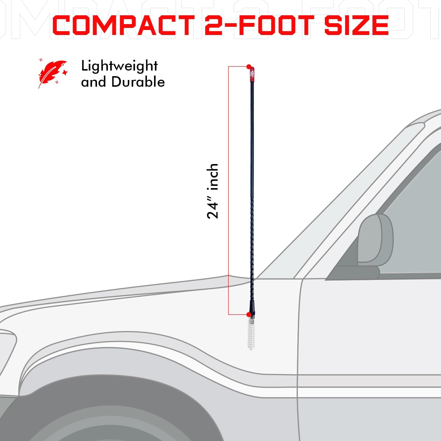 2` Foot Fiberglass - Black CB Radio Antenna