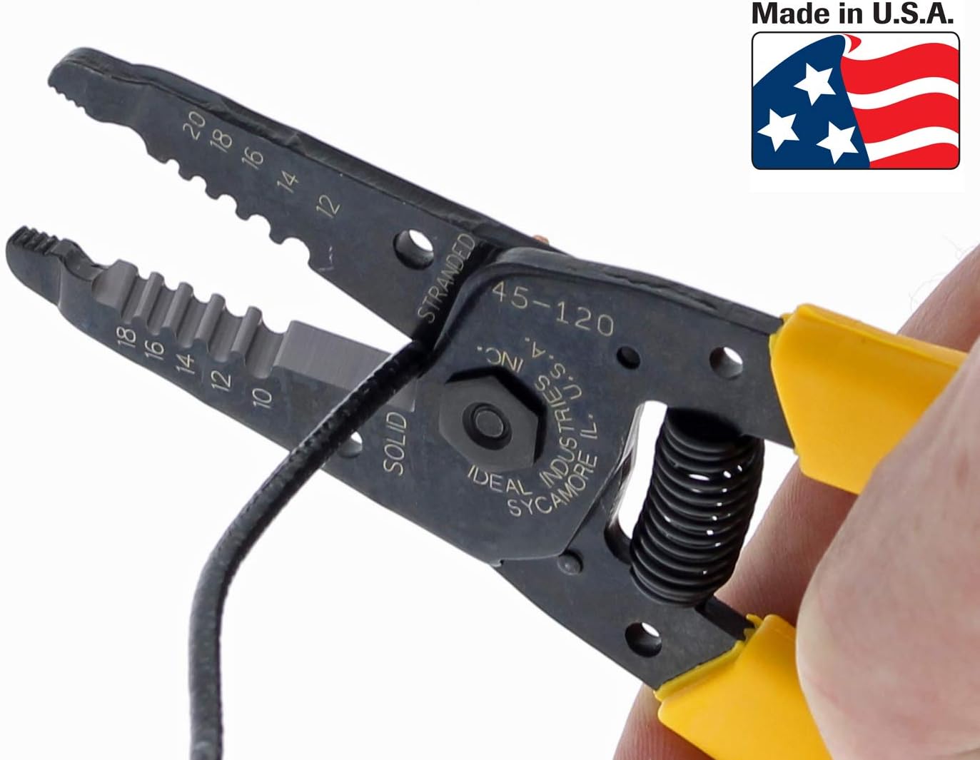 IDEAL Electrical Reflex Super T-Stripper Wire Strippers, 8–16 AWG Solid, 10–18 AWG Stranded, Ergonomic Wire Cutter and Stripping Tool with Textured Sleeves, Locking Handle