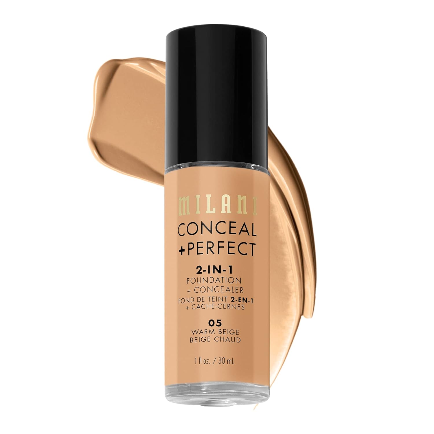 Milani Conceal + Perfect 2-in-1 Foundation + Concealer Makeup -13-Chestnut | Medium-To-Full Coverage, Natural-Matte Finish. Under Eye Corrector, Cover Redness & Imperfections. Waterproof & Sweat-Proof.