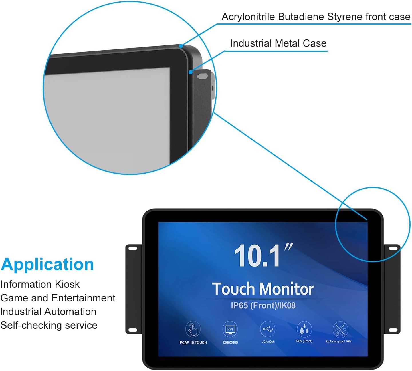 GreenTouch 18.5 Industrial Touch Monitor Open Frame, HDMI/VGA/DVI Interface, Muliti Touch Capacitive Touch Screen Technology