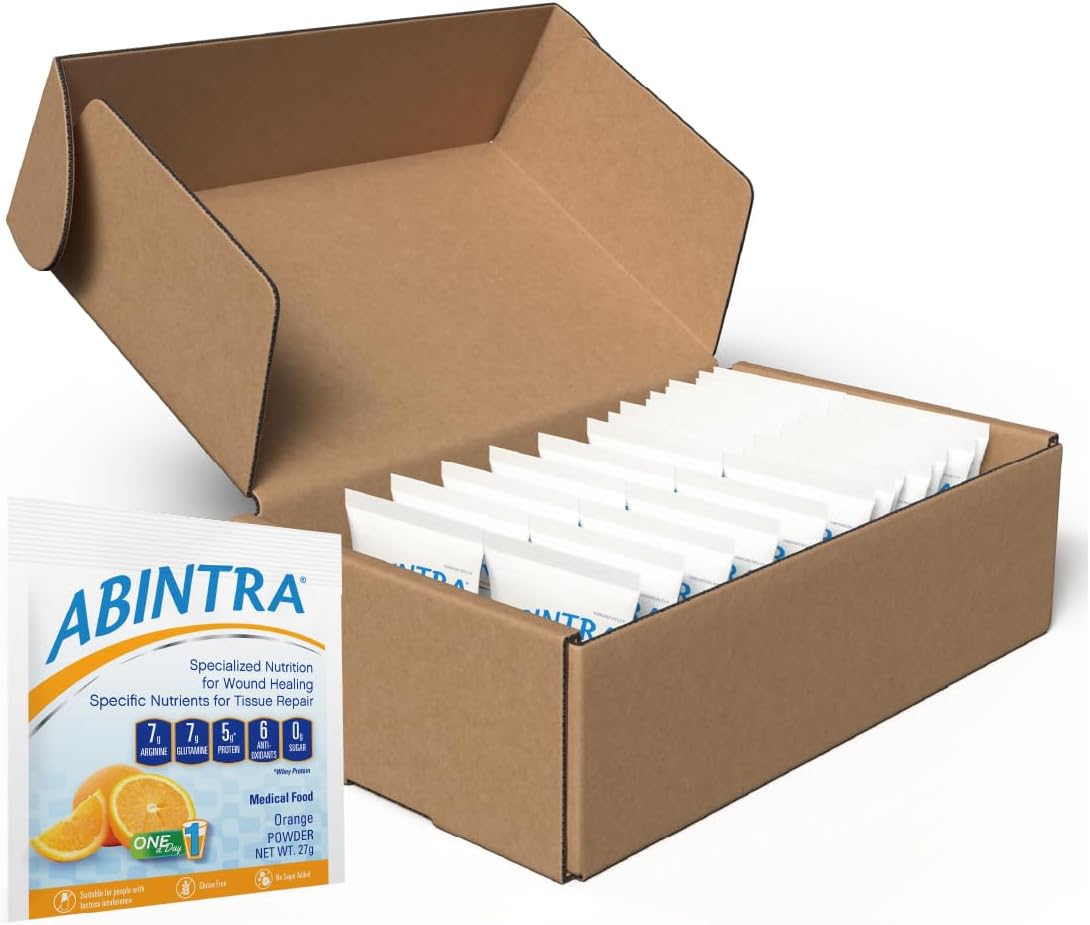 ABINTRA Specialized Nutrition for Wound Healing Includes L-Arginine, Orange Flavor, 6 Packets, 27g Each