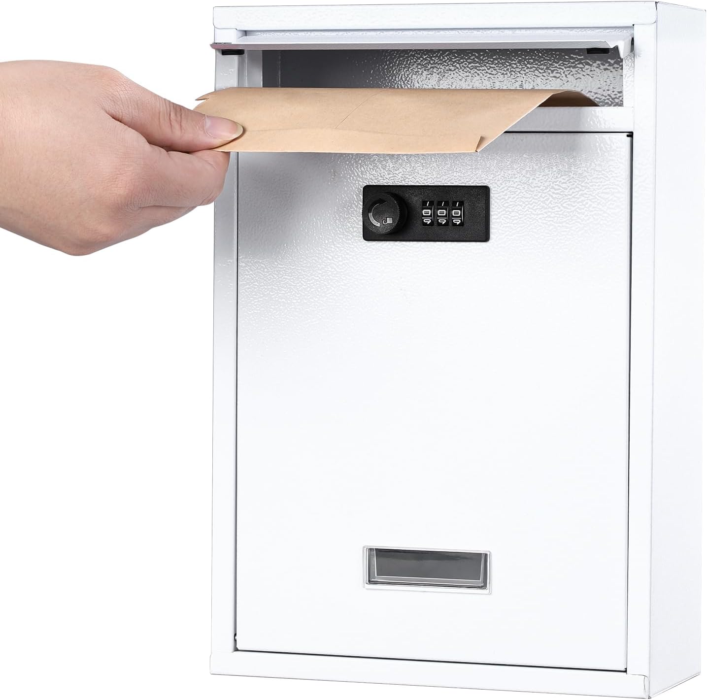 KYODOLED Mailbox for Outside, Wall Mount Locking Mailbox, Security Drop Box with Key Lock for Letters, Cash, Cards, Steel Mail Box for House Office School, 12.4H x 8.54L x 3.35W Inches, Black