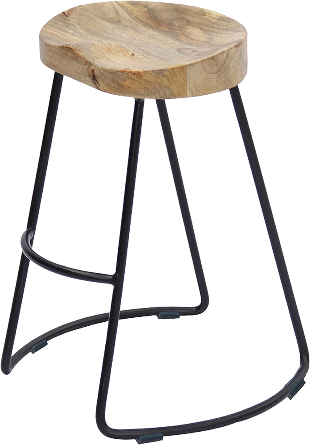 The Urban Port 24 Inch Wooden Saddle Seat Barstool