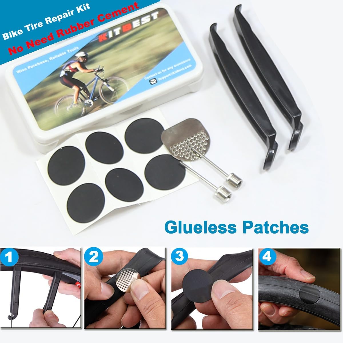 Bike Repair Bag with Tire Pump and Portable Bicycle Kit for Camping Travel | All in One Tool kit, 16 in 1 Bike Multitool, Bike Glueless Patches, Bicycle Tire Repair Kit, Fits Mountain & Road Bike
