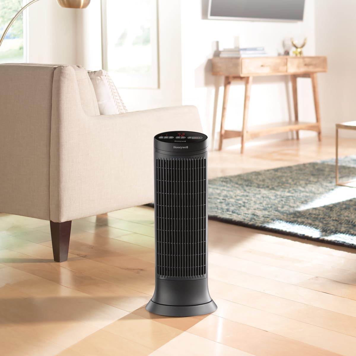 Honeywell Slim Ceramic Tower Heater, Small Room, Black – Easy to Use – Slim Space Heater with Two Heat Settings | Easy to Use – Slim Space Heater with Two Heat Settings